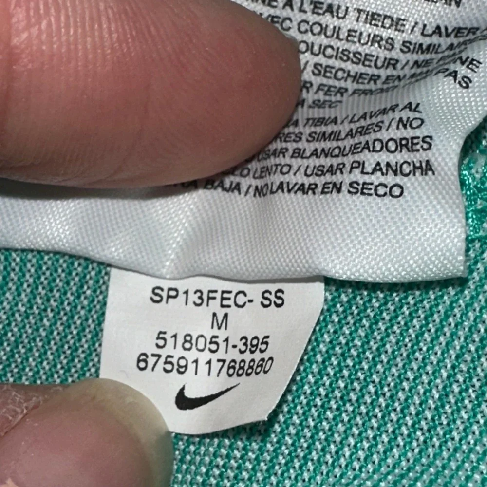 Nike Golf Sport Womens Dri-FIT‎ Polo Shirt Mint Green Stripe Pocket 518051-395 M